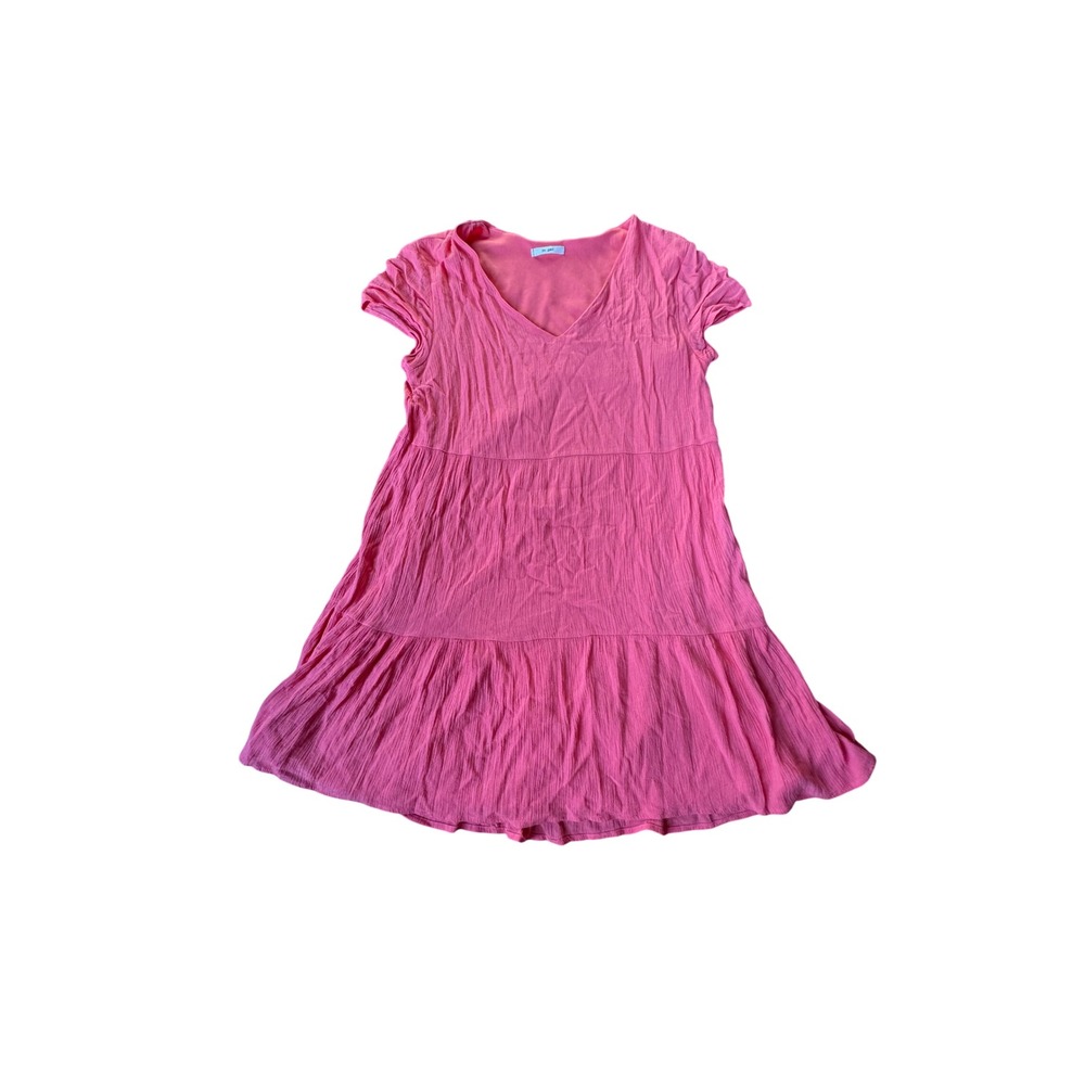mi‎ ami Pink Tiered V Neck Short Sleeve Casual Dress XXS
